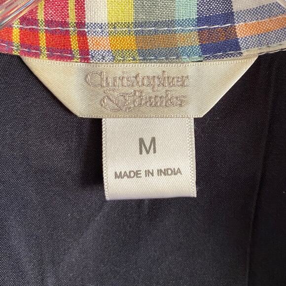 CHRISTOPHER & BANKS Madras Blazer Jacket M Preppy Patchwork Academia Classic - Picture 3 of 11